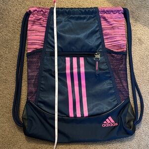 Adidas Navy and Pink Drawstring Bag